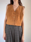 Gilet corto in camoscio camel