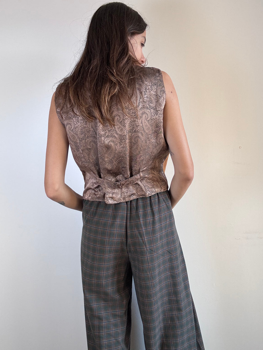 Gilet corto in camoscio camel