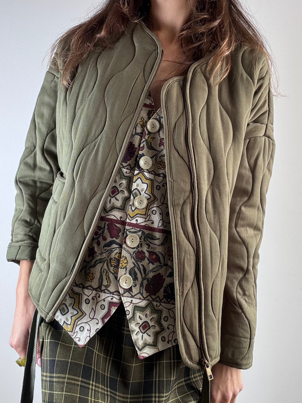 Bomber verde trapuntato