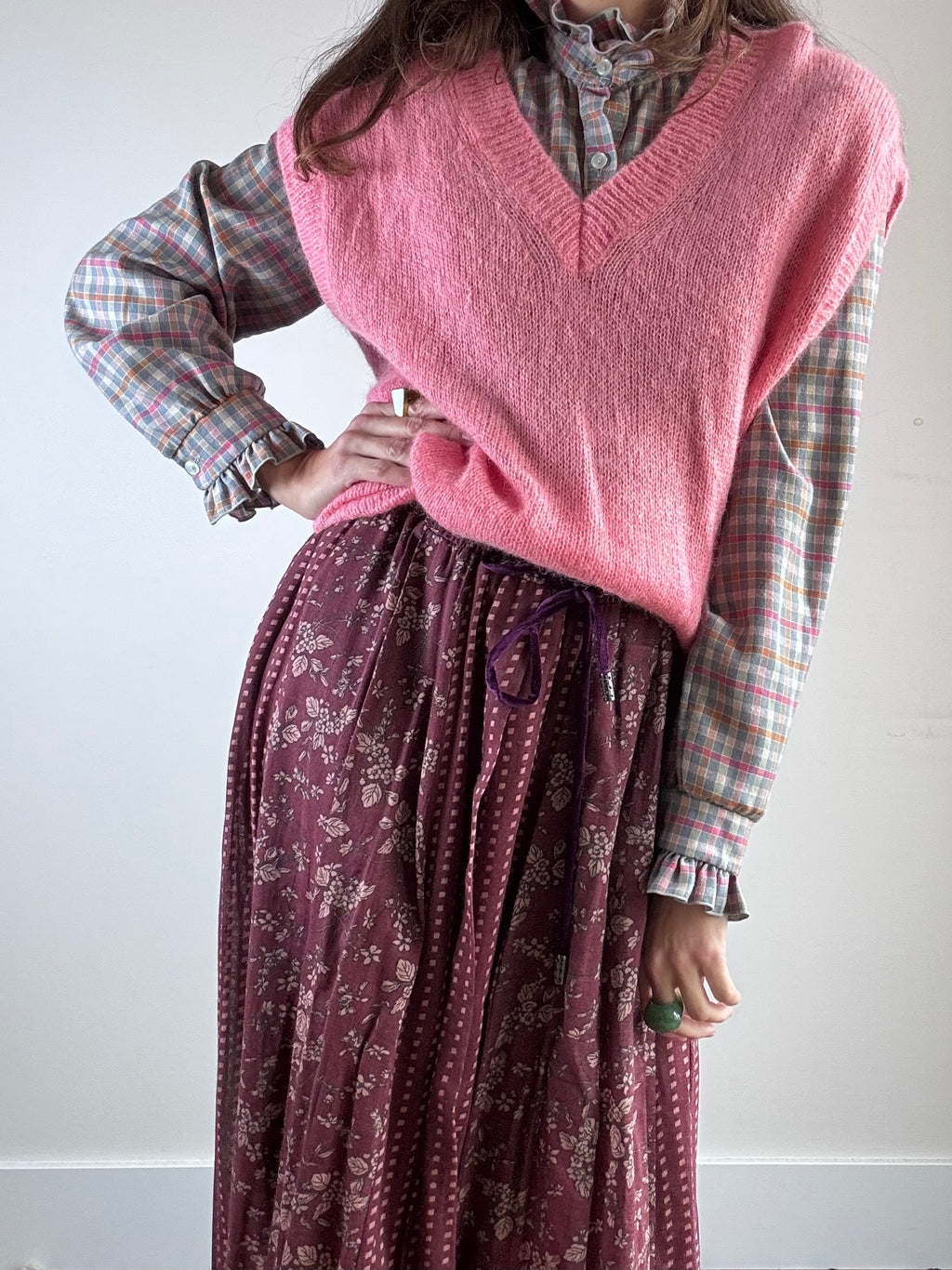Gilet rosa in alpaca e mohair