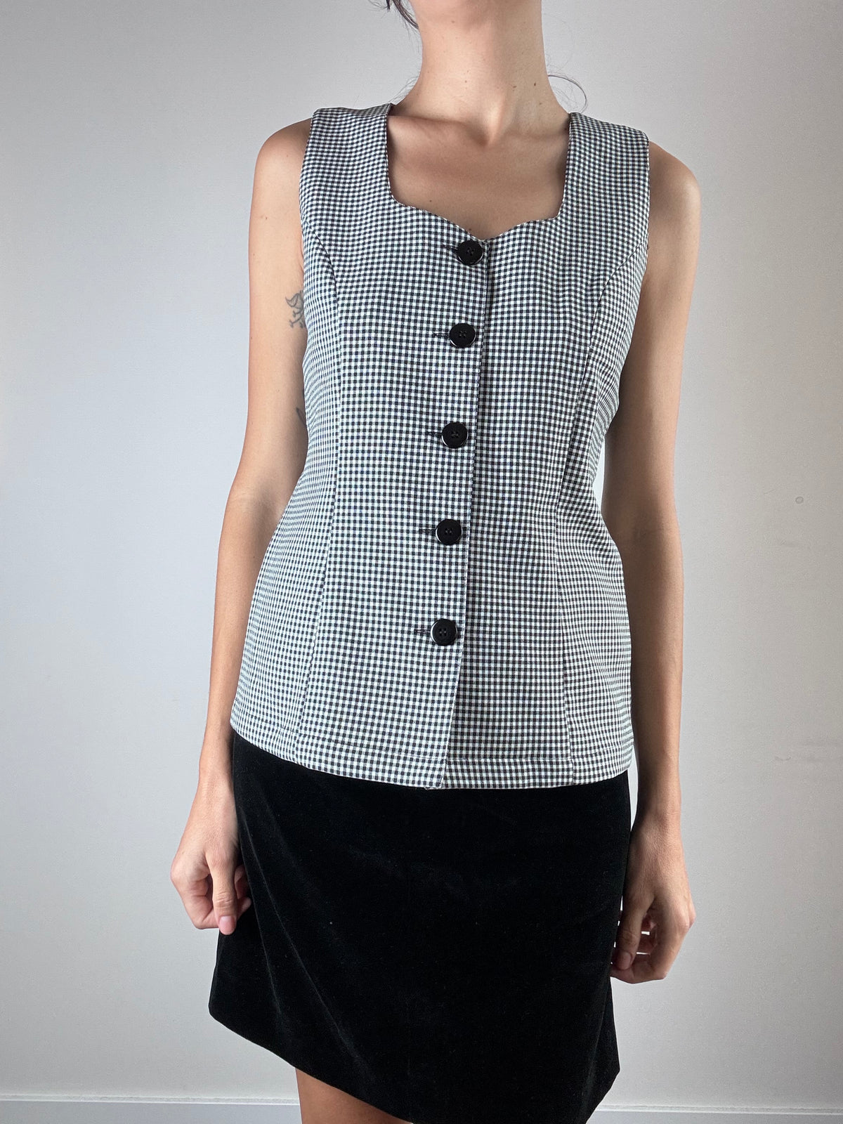 Gilet vichy bianco e nero