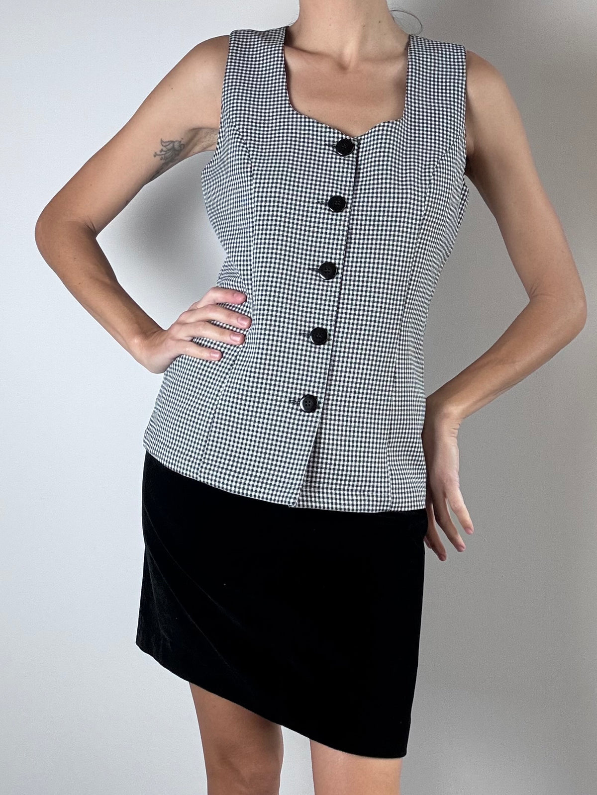 Gilet vichy bianco e nero