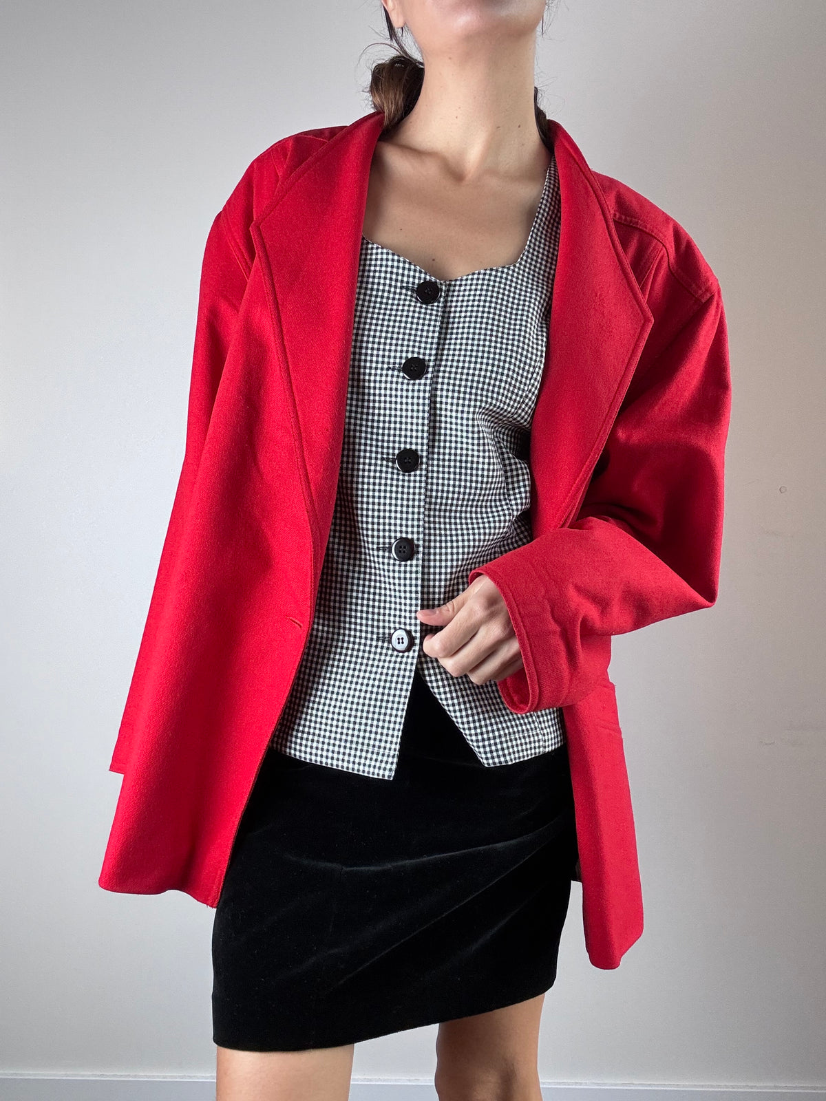 Blazer rosso in misto lana