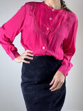 Camicia fucsia in seta ricamata