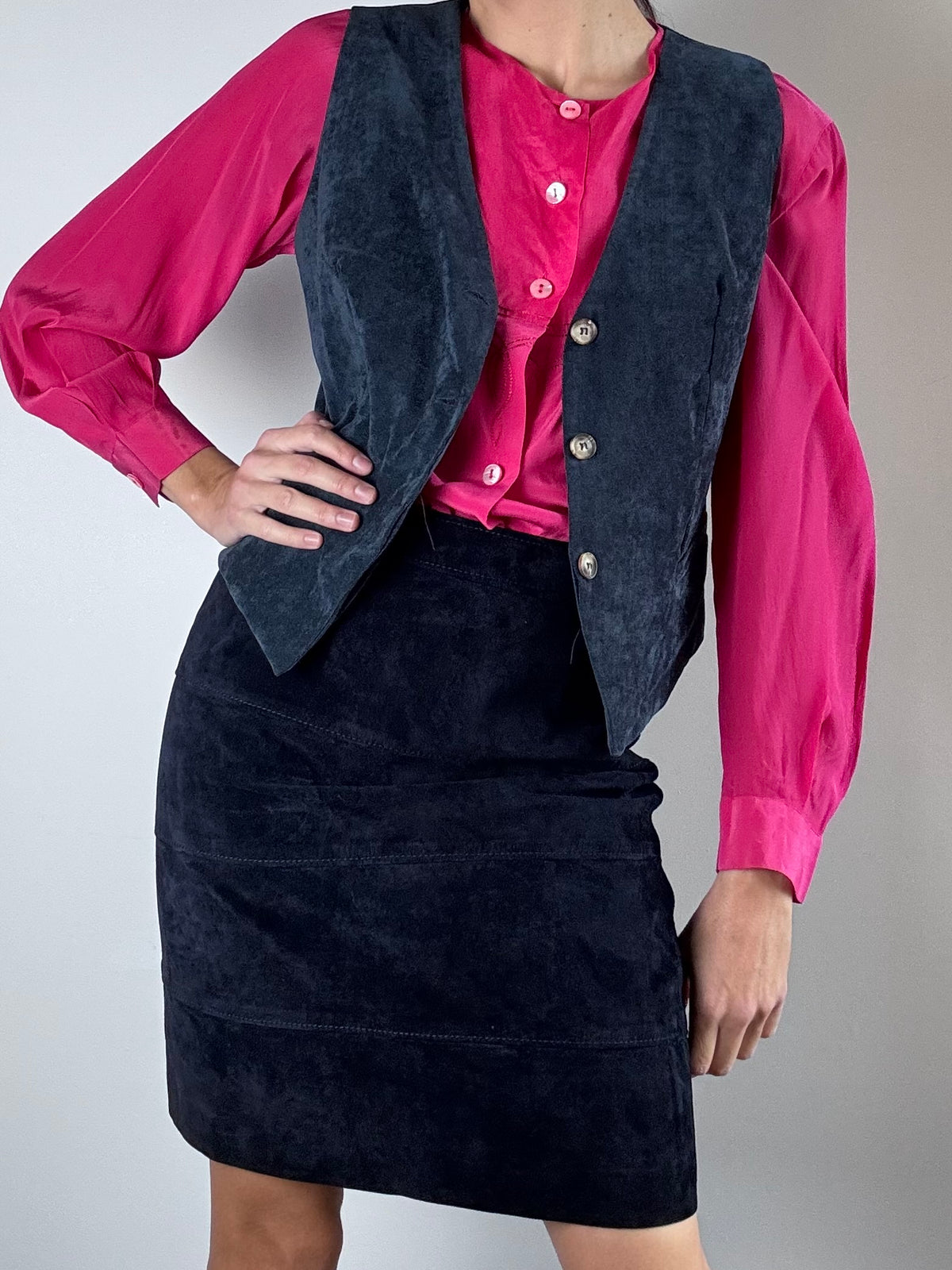 Gilet blu in velluto
