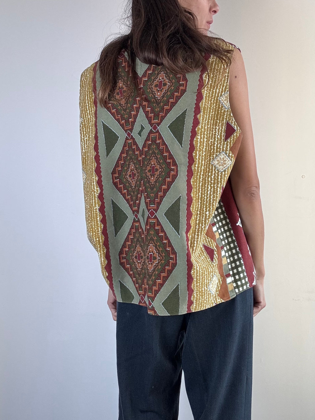 Gilet fantasia verde e bordeaux