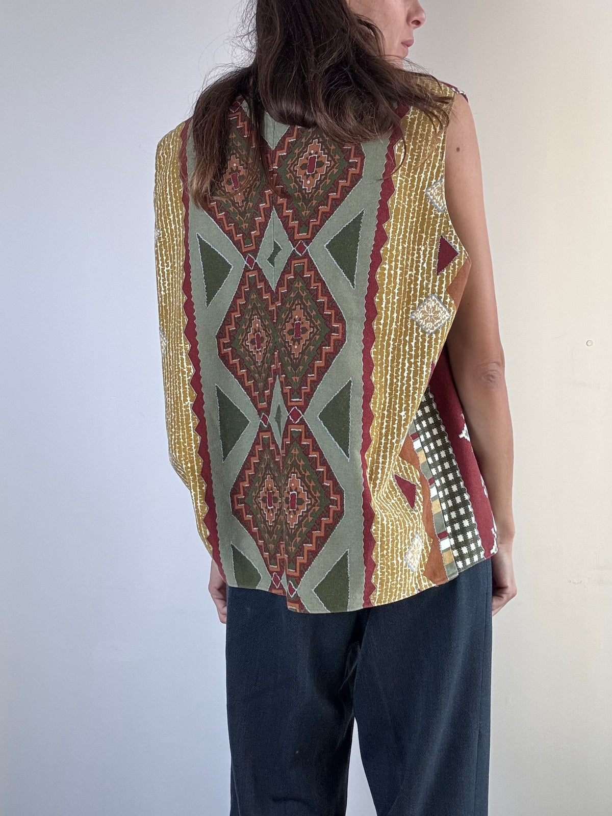 Gilet fantasia verde e bordeaux