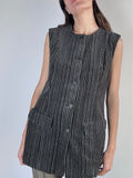 Gilet in velluto a coste marrone e grigio