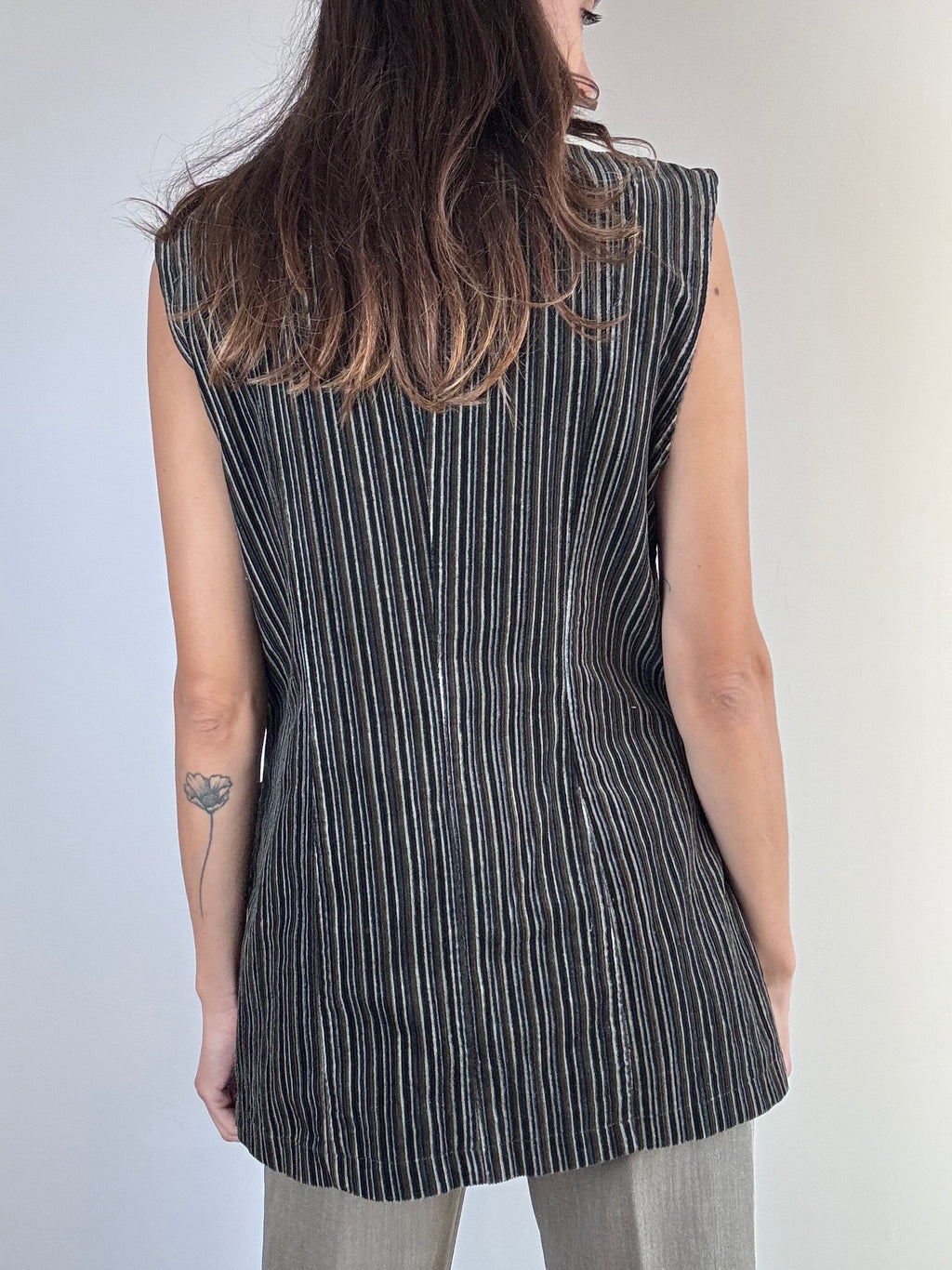Gilet in velluto a coste marrone e grigio