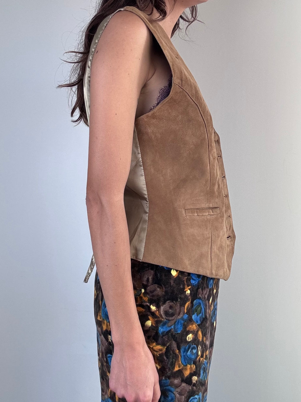 Gilet marrone in camoscio