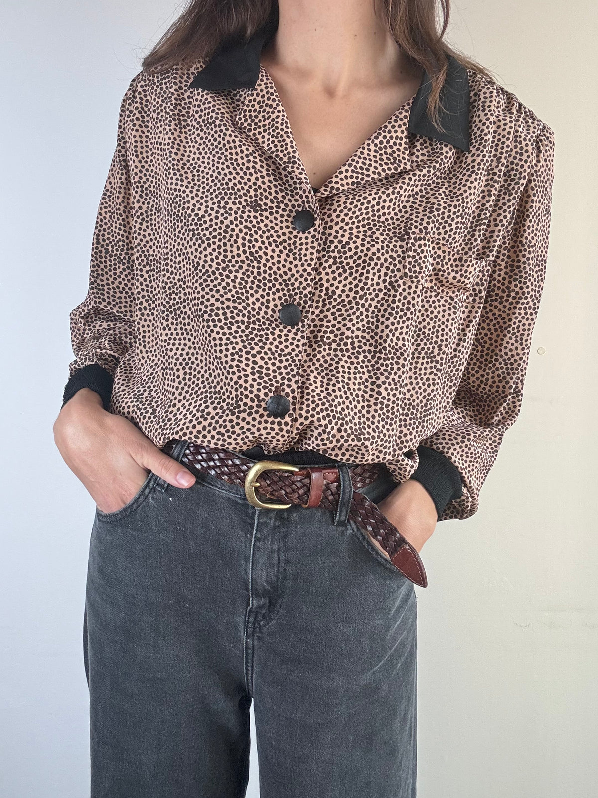 Camicia bomber in seta microfantasia