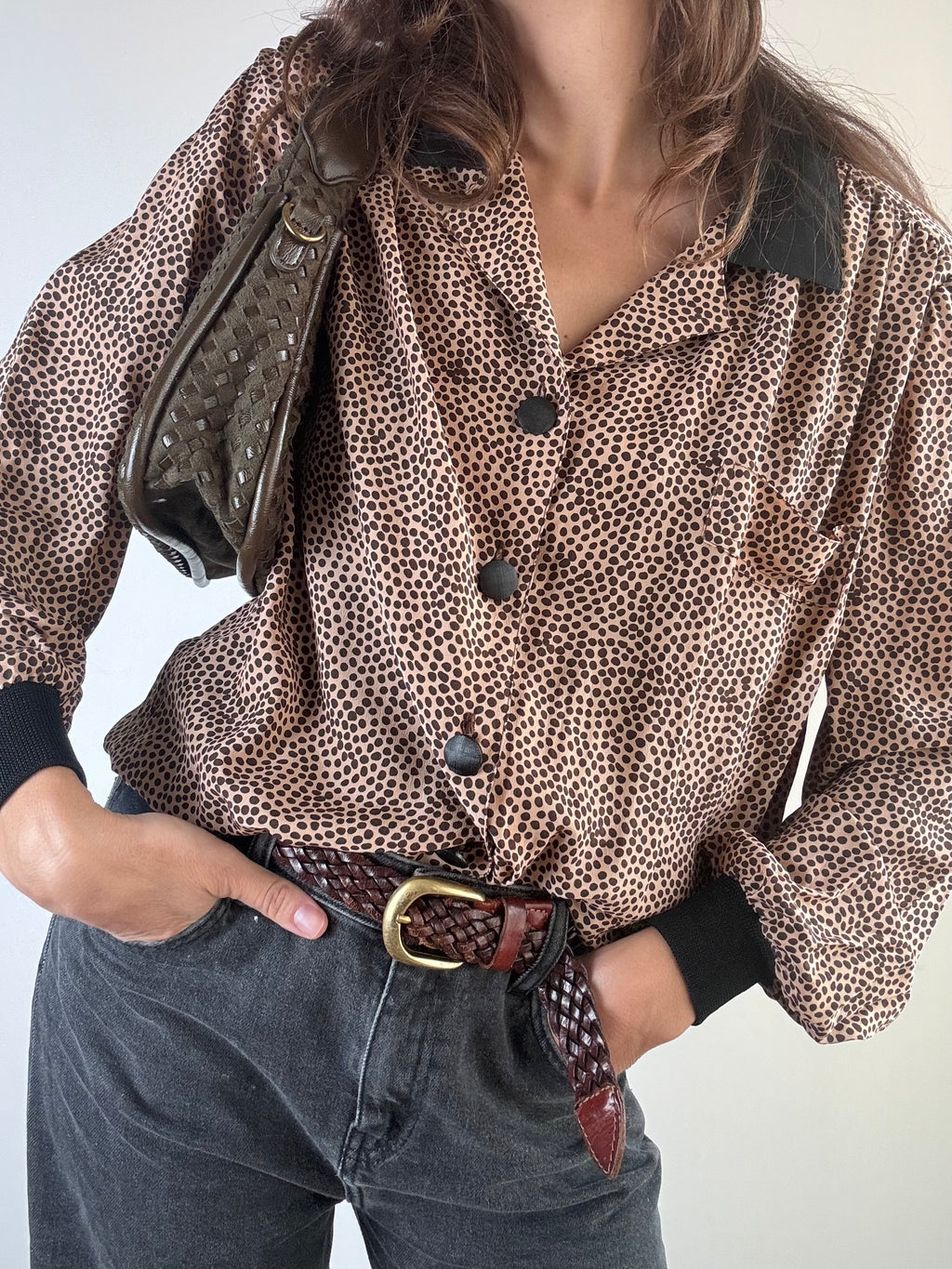 Camicia bomber in seta microfantasia