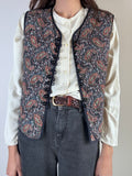Gilet blu a fiori