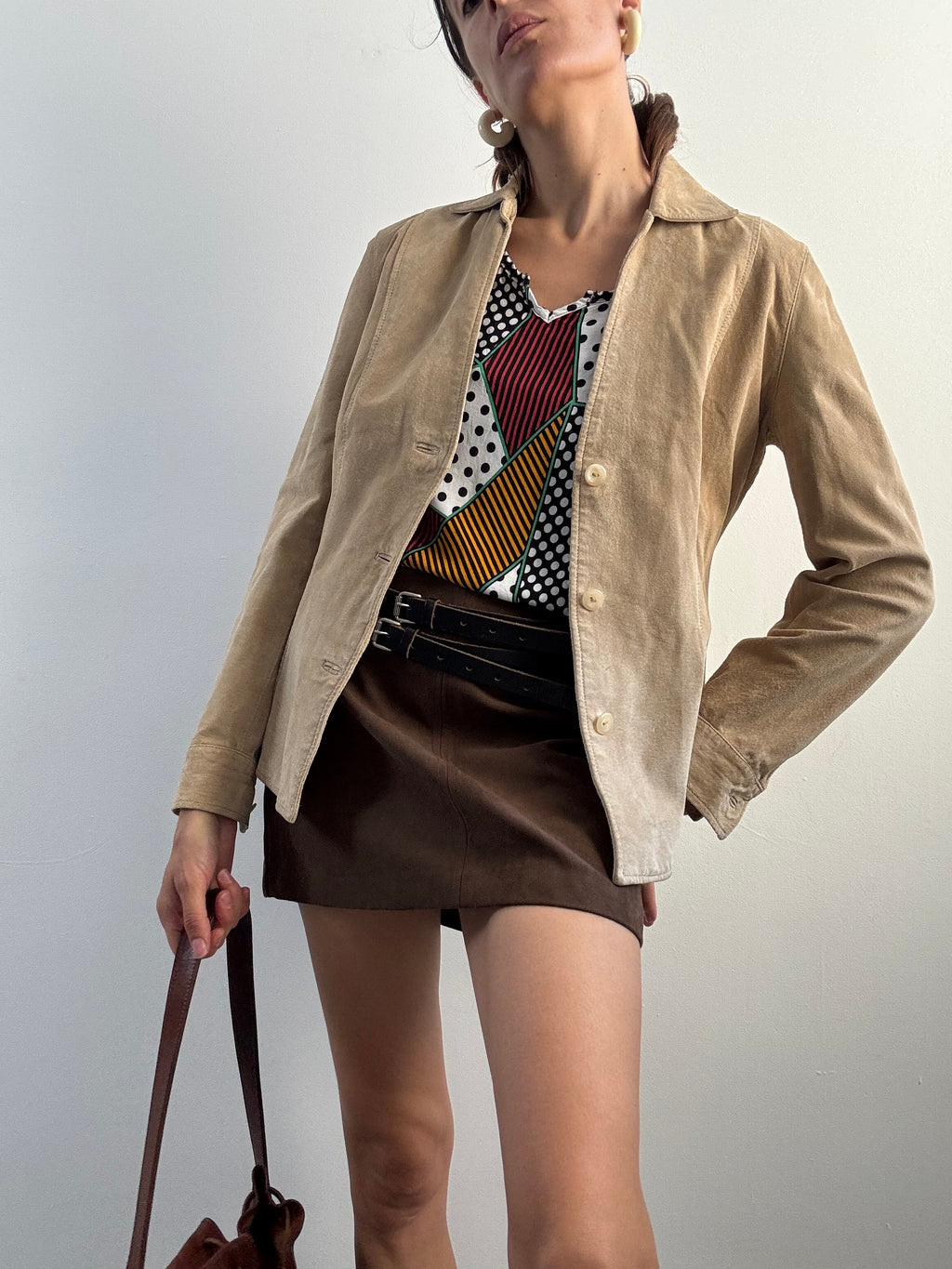 Giacca Caracter in suede beige
