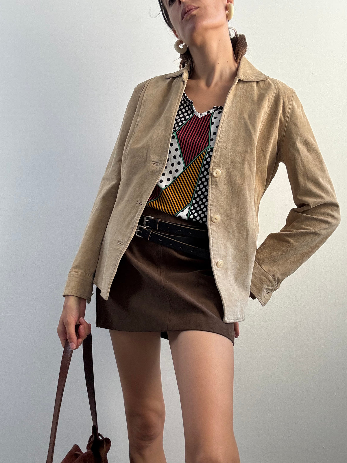 Giacca Caracter in suede beige