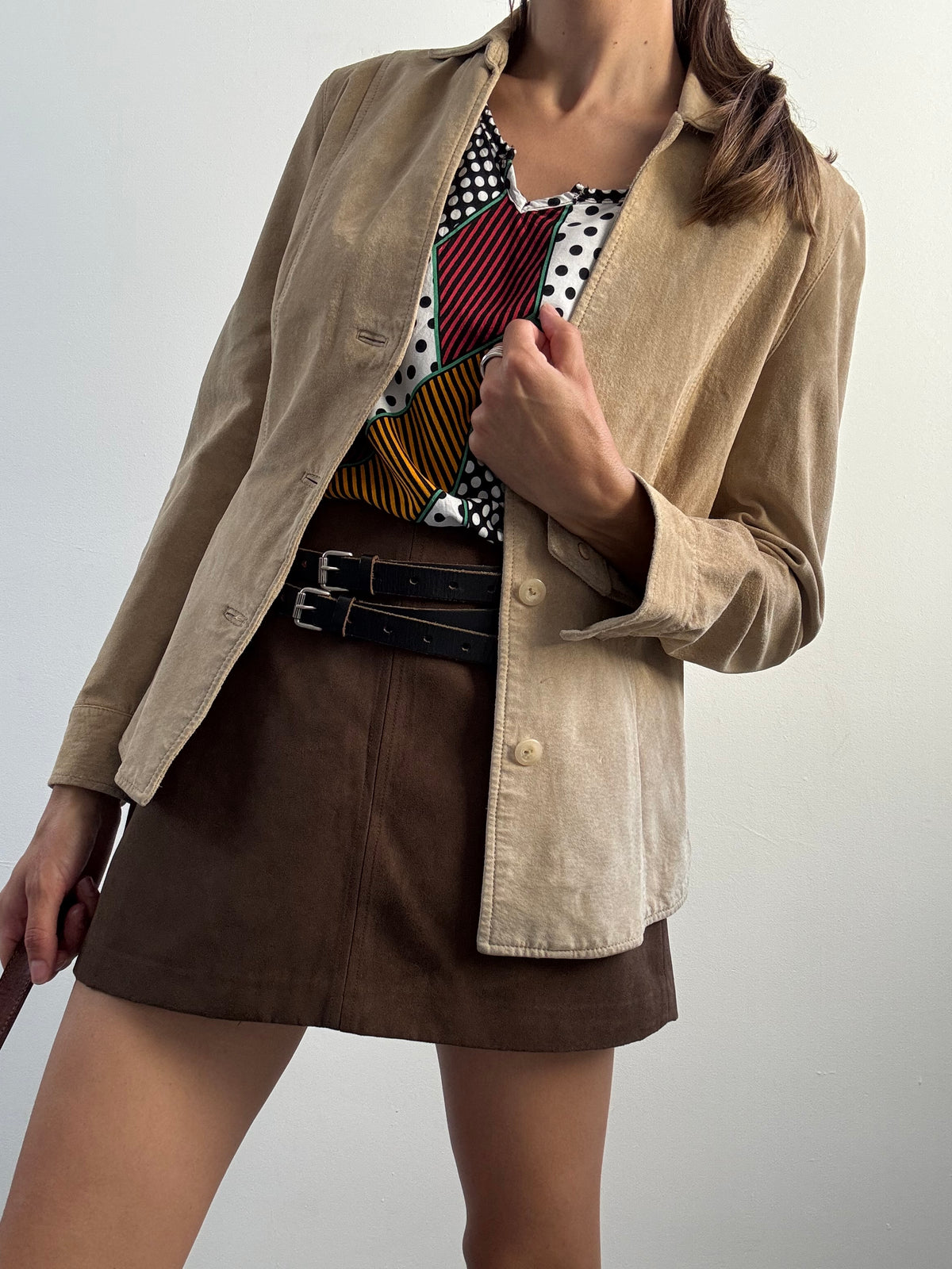 Giacca Caracter in suede beige